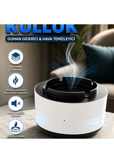 Elektronik Küllük Duman Giderici Hava Temizleyici Filtreli Küllük