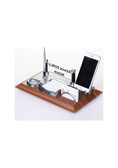 Wood Art Masaüstü İsimlik Seti Ahşap Ofis Masa İsimliği