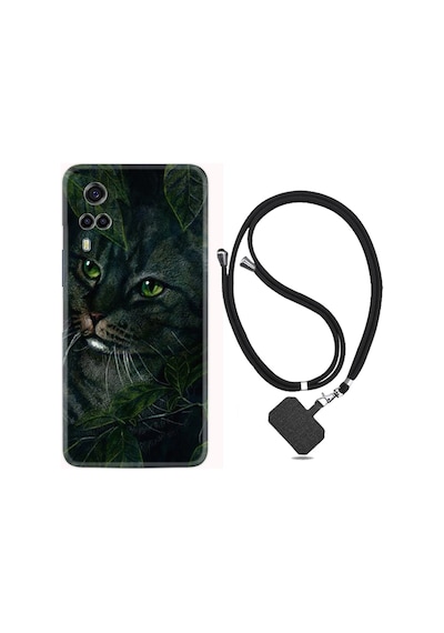 Vivo Y53S Kılıf Boyun Askılı Flowers Cat 1345