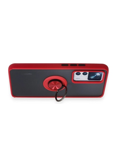 Newface Xiaomi Mi 12t Pro Kılıf Montreal Yüzüklü Silikon Kapak Glblseme - 81 - Kırmızı