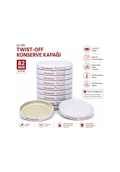82 Mm Konserve Kavanoz Kapağı Beyaz Yüksek Sızdırmazlık