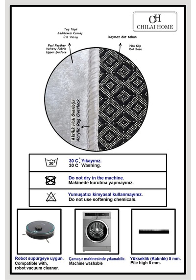 Seabon Grey Mutfak Halısı Djth Gri