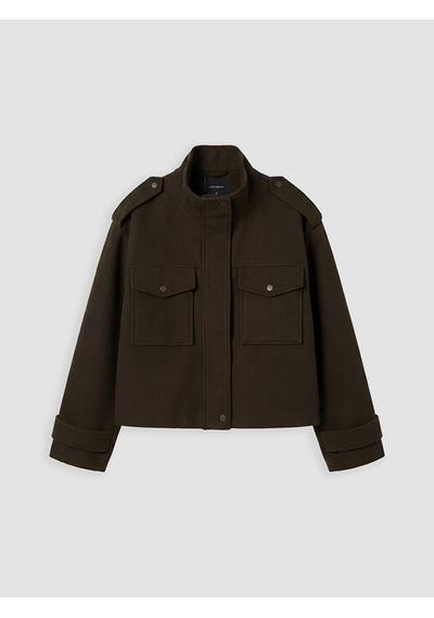 Lcw Vision Haki Dik Yaka Oversize Kadın Kaşe Ceket