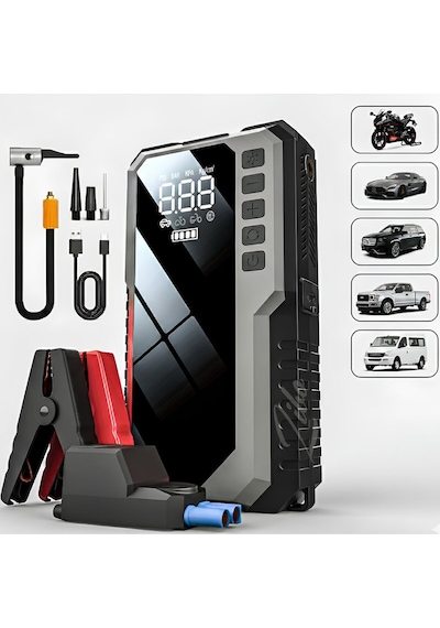 Cs68 12000mah Akü Takviye Cihazı Ve Hava Kompresörü 5in1 Jump Starter Powerbank 150 Psı