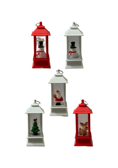 Yılbaşı Ledli Fener Işık Mini Desenli Dekoratif Masa Ve Ağaç Süsü 14cm