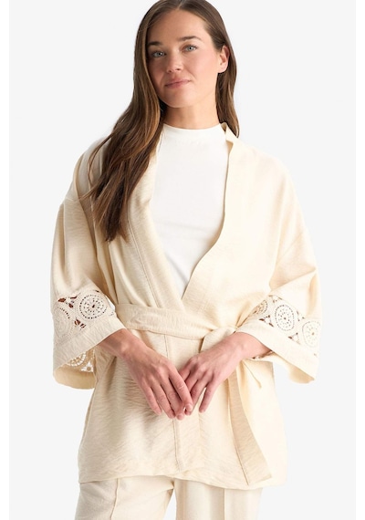 DeFacto Regular Fit Uzun Kollu Kuşaklı Kimono F0986AX25SMBG677