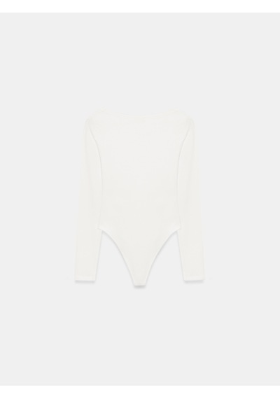 Dilvin 32549 Kayık Yaka Bodysuit-ekru Ekru