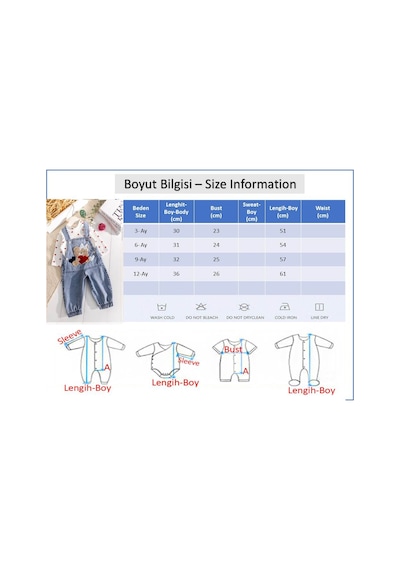 Babymod Ayıcık Figürlü Denim 2'li Kız Bebek Kot Salopet Tulum Mavi