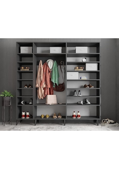 Açelya Portmanto Vestiyer Füme - Montaj Dahil 225cm M12