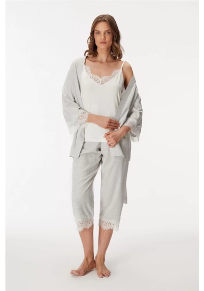 Moon Wear 11403 Anıl Sabahlık Ve Atlet Takım Kadın Gri
