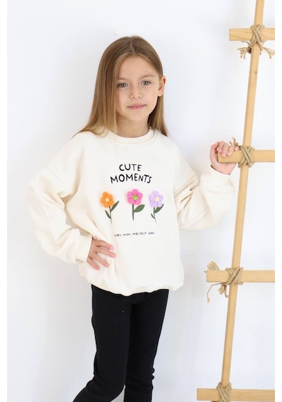 Jolly Kids Kız Çocuk Beyaz Çiçek Nakışlı Takım Beyaz