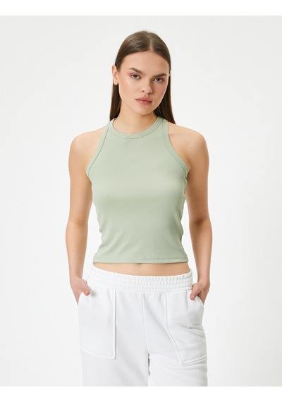 Koton Spor Atlet Bisiklet Yaka Ribanalı Slim Fit Yeşil 4sak30092nk