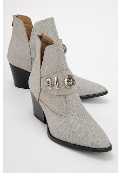 Luvishoes Luvi Shoes Kenda Gümüş Simli Arkadan Fermuarlı Tokalı Kadın Kalın Topuklu Bot Gümüş Luvishoes Luvi Shoes Kenda Gümüş Simli Arkadan Fermuarlı Tokalı Kadın Kalın Topuklu Bot Gümüş