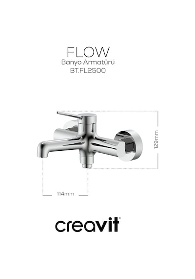Creavit Flow Lavabo Banyo Eviye Bataryası 3'lü Set FL1500-FL2500-FL8500 Krom