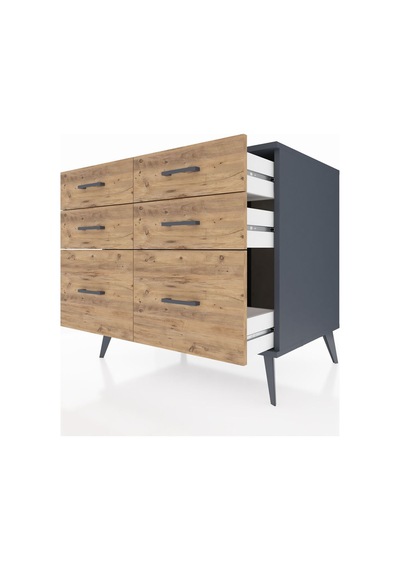 Kronos Şifonyer 6 Çekmeceli 88x59x80 Antrasit-antrasit/çam Antrasit/çam