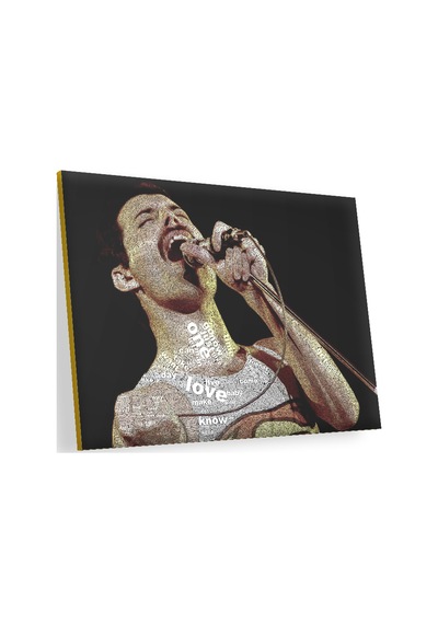 Cakasepetim Freddie Mercury Üzerinde Şarkı Sözleri Ahşap Mdf Tablo