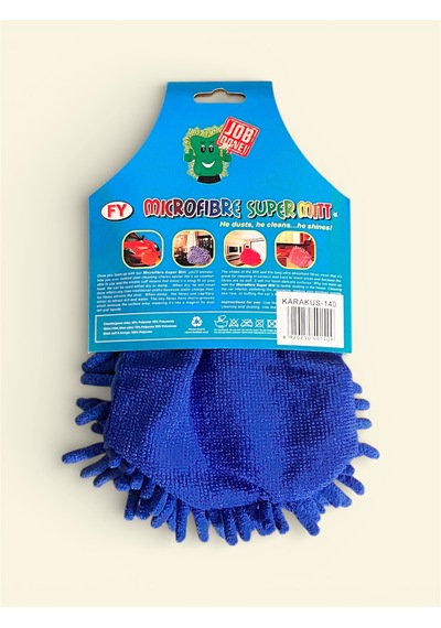 Mikrofiber Araç Temizlik Eldiveni Çift Taraflı Yıkama Araba Motor Jant İç Temizlik Eldiveni Mavi