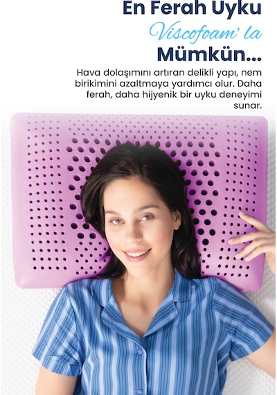Viscofoam Aroma Terapi Hava Kanallı Ortopedik Yastık Visco Yastık Lavanta 60x4016cm