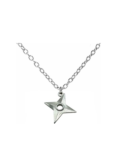 Ninja Shuriken Yıldız Figürlü Unisex Kolye 60 Cm Zincirli Metal Tasarım Çok renkli