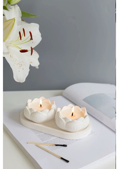 Bernami Mum Pinterest 2'li Sunumluk, Lotus Mumluk Dekoratif Set Diğer