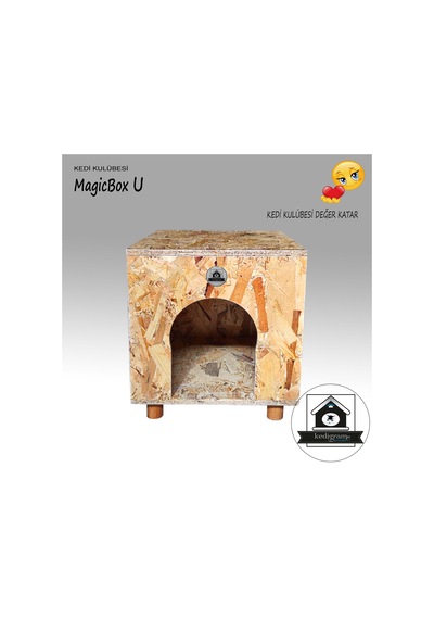 Kedigram Kedi Kulübesi Kedi Evi Magicbox U Natural Kurulu 32 x 37 x 36 CM