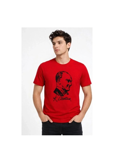 Butik İstanbul Erkek Atatürk Baskılı Tişört Kısa Kollu Bisiklet Yaka T-shirt - Kırmızı Butik İstanbul Erkek Atatürk Baskılı Tişört Kısa Kollu Bisiklet Yaka T-shirt - Kırmızı