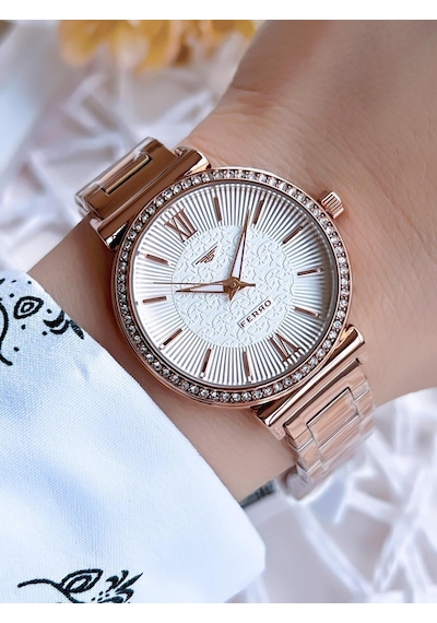 Ferro Rose Gold Renk 3 Atm Suya Dayanıklı Çelik Kordon Özel Tasarım Kadın Kol Saati Bf2994awt