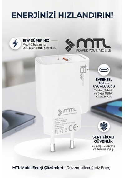 18w Qc 3.0 Destekli Usb Çıkışlı Hızlı Şarj Adaptörü Mt1315