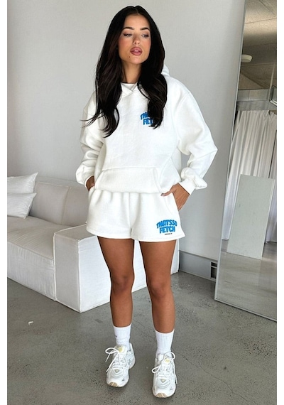 Thatsofetch Series 5 Sweatshirt - Beyaz Baskılı Oversize Kapüşonlu Beyaz