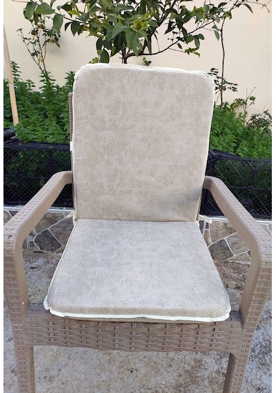 2 Adet Rattan Arkalıklı Sandalye Minderi Kalınlık 4cm -primer Bej Bej