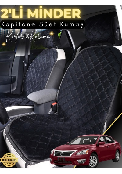 Nissan Altima Uyumlu 2'li Süet Oto Koltuk Minderi Tam Koruma Hızlı Montaj Su Geçirmez A6 Siyah