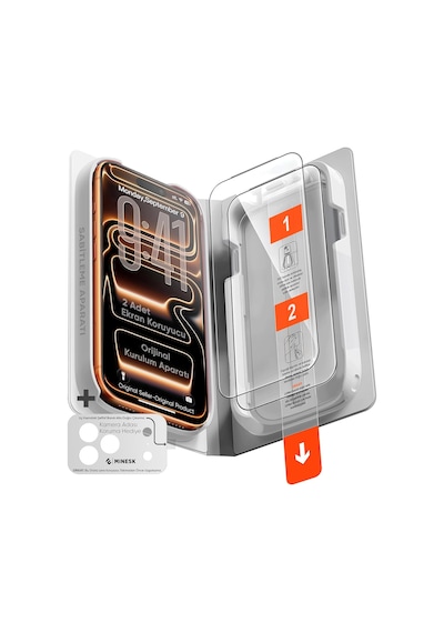 iPhone Uyumlu 17 Pro Max İçin Ultra Easy Super Glass 2 Adet İnce Çerçeve Temperli Cam Ekran Koruyucu Yeni Nesil Akıllı Hizalama Kutusu İle Kolay Uygulama 17 Pro Max
