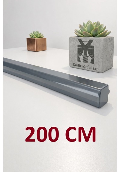 Antrasit Dekoratif Ray Alüminyum 2 Kanallı Dekoratif Metal Perde Kornişi Antrasit200cm - 855867284 Antrasit200cm