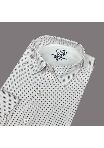 Slim Fit Pamuklu Uzun Kollu Cepsiz Gömlek Slim Fit Kalıp Krem