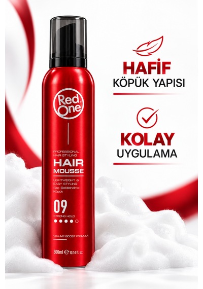 Redone Profesyonel Hair Styling Mousse Strong Hold No:9 & Kolay Şekillendirme, Güçlü Ve Esnek Tutuş 300 Ml