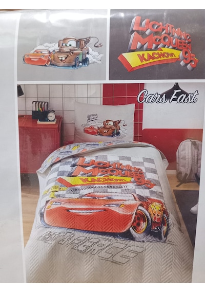 Özdilek Cars Fast Tek Kişilik Disney Lisanslı Lastikli Çarşaf Kapitone Çocuk Nevresim Takımı Gri