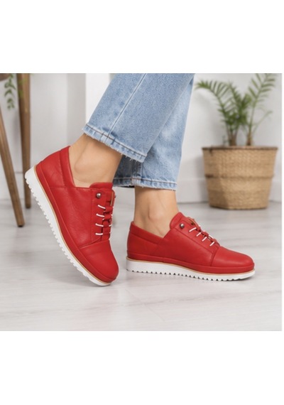 N Napa Shoe Np.571ikırmızı Deri Ayakkabı Kırmızı
