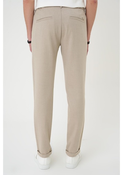 Efor Comfort Fit Beli Lastikli Pileli Bej Jogger Pantolon P 1182 Bej