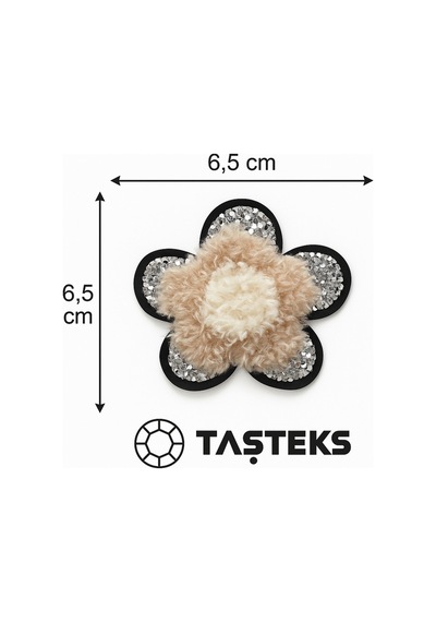 Taşlı Ütülenebilen Veya Sticker Olarak Kullanılabilen Ponpon Çiçek Patch