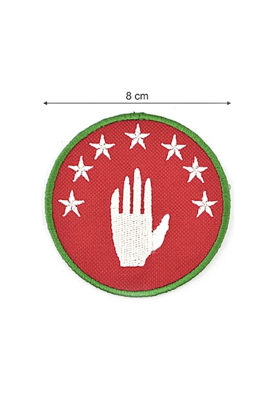 Abhaz Bayrak Nakışlı Yuvarlak Etiket (Kırmızı) Çapı 8 cm Çok Renkli
