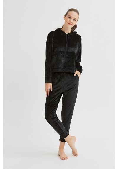 Penti Siyah Velvet Sweatshirt Siyah