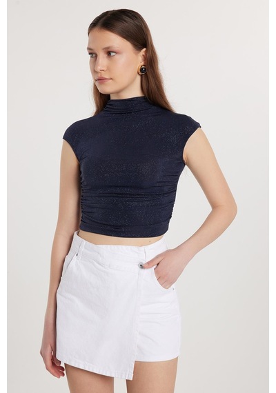 Tudors Kadın Slim Fit Dar Kesim Çift Cepli Beyaz Şort Etek-33871 Beyaz
