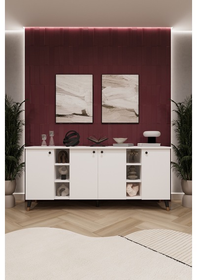 Asra Trend Lüks Konsol Tv Ünitesi %100 Mdf Salon Ve Yemek Odası Ünitesi Knsl05 Beyaz
