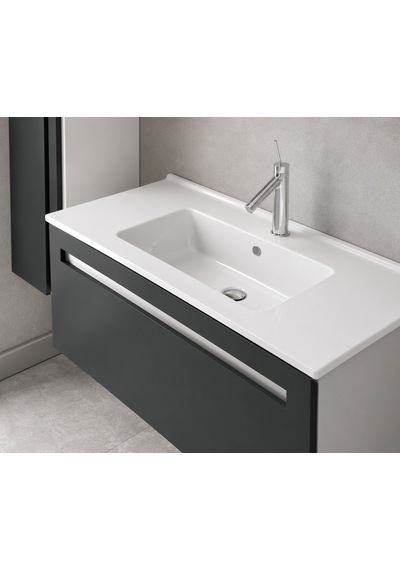 Dura Sees Tezgah Üstü Slim Lavabo 100x46,5 Cm Dolap Uyumlu Batarya Delikli Beyaz 5830