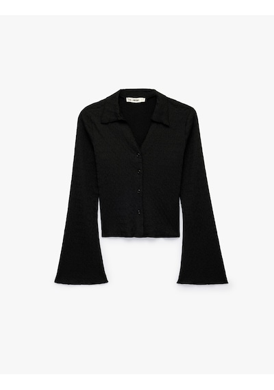 Koton Bürümcük Kumaş Slim Fit Klasik Yaka Düğmeli Uzun İspanyol Kollu Tişört Siyah 7wal10014ık Koton Bürümcük Kumaş Slim Fit Klasik Yaka Düğmeli Uzun İspanyol Kollu Tişört Siyah 7wal10014ık
