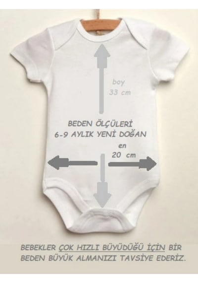 Harmandar Özel Baskılı Sünnet Oldum Yazılı Organik Pamuk Çıtçıtlı Bebek Body Sünnet Zıbını Beyaz