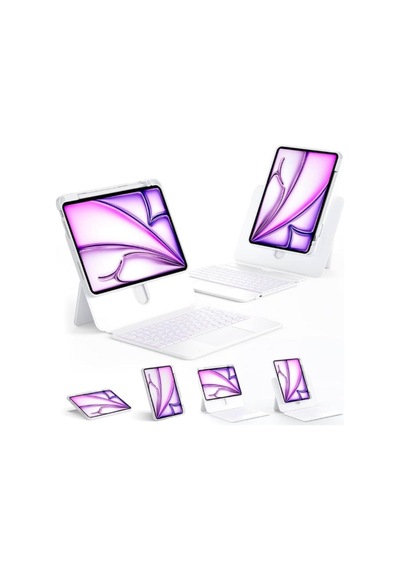 İpad Uyumlu Air 11" M2-m3 2024-25 360 Dönen Standlı Işıklı Risser Türkçe Q Klavyeli Tablet Kılıfı