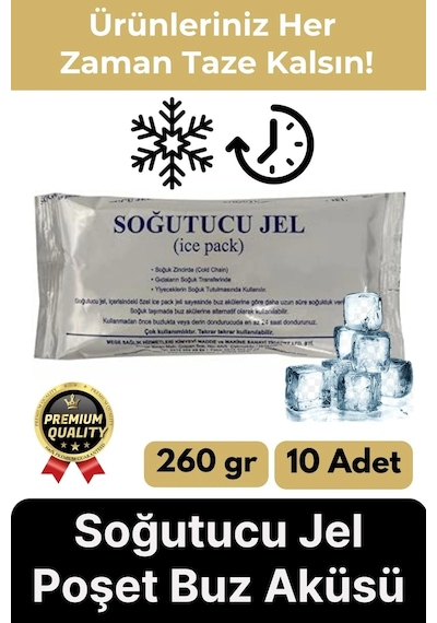Premium Güvenli Malzeme Dayanıklı Seyahat Yolculuk Yiyecek Soğutucu Jel Poşet Buz Aküsü 260gr 10adet Çok Renkli