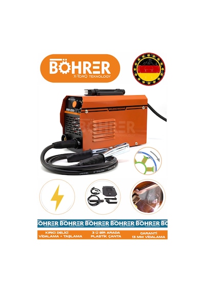 Böhrer Hb0345t Alman Böhrer Yeni Nesil Turuncu İnverter Mma Pfc Teknoloji 250 Amper Kaynak Makinesi