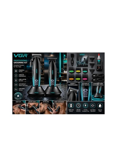 V-889 S2 Profesyonel 9000 Rpm Yüksek Hız Metal Gövde Şarjlı Saç Ve Sakal Çizim